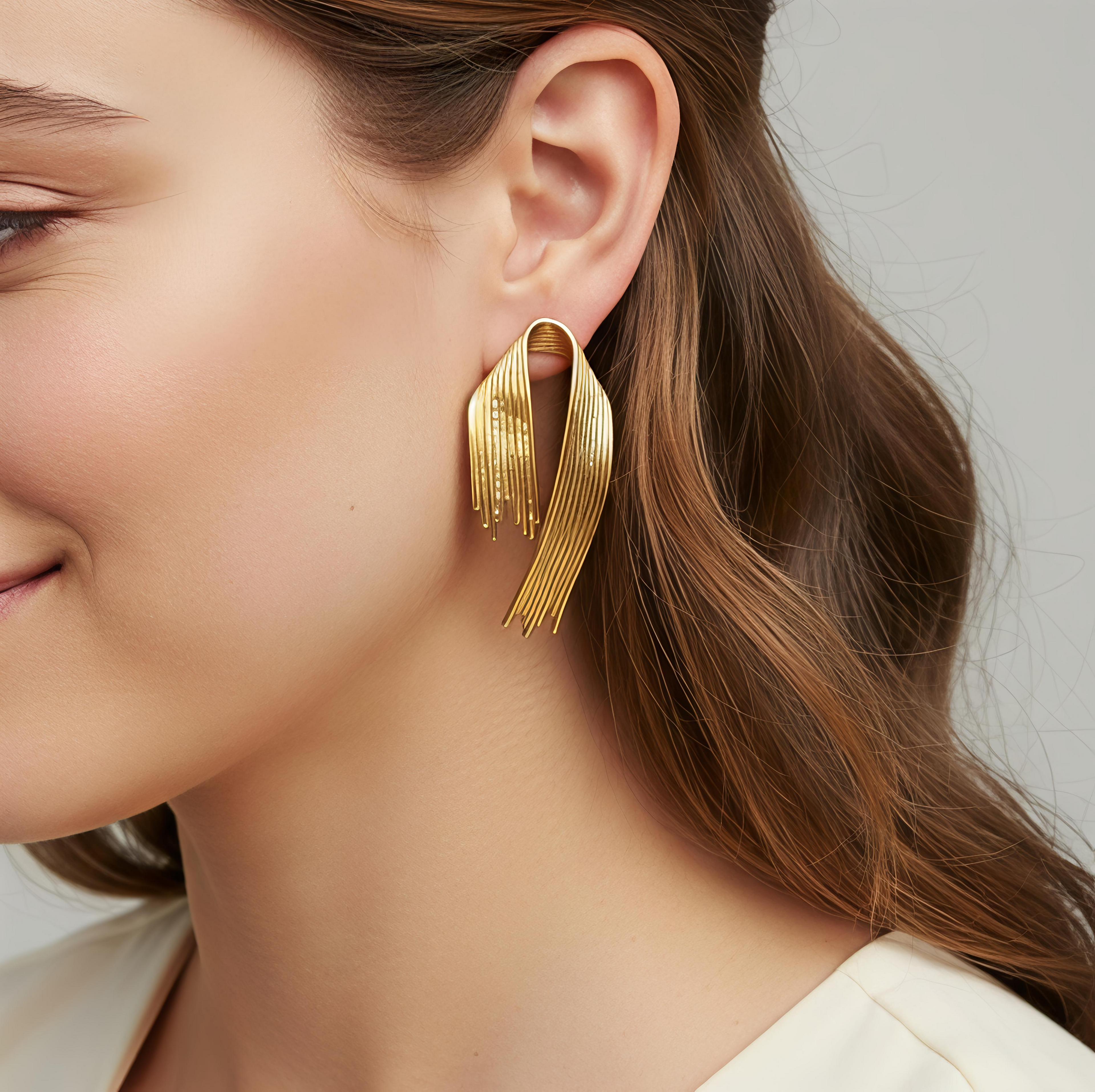 Gold Ribbon stud earrings 🎗️