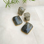 Large Gray Agate drop earrings