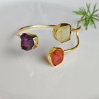 Raw Gemstone Trinity Cuff Bracelet