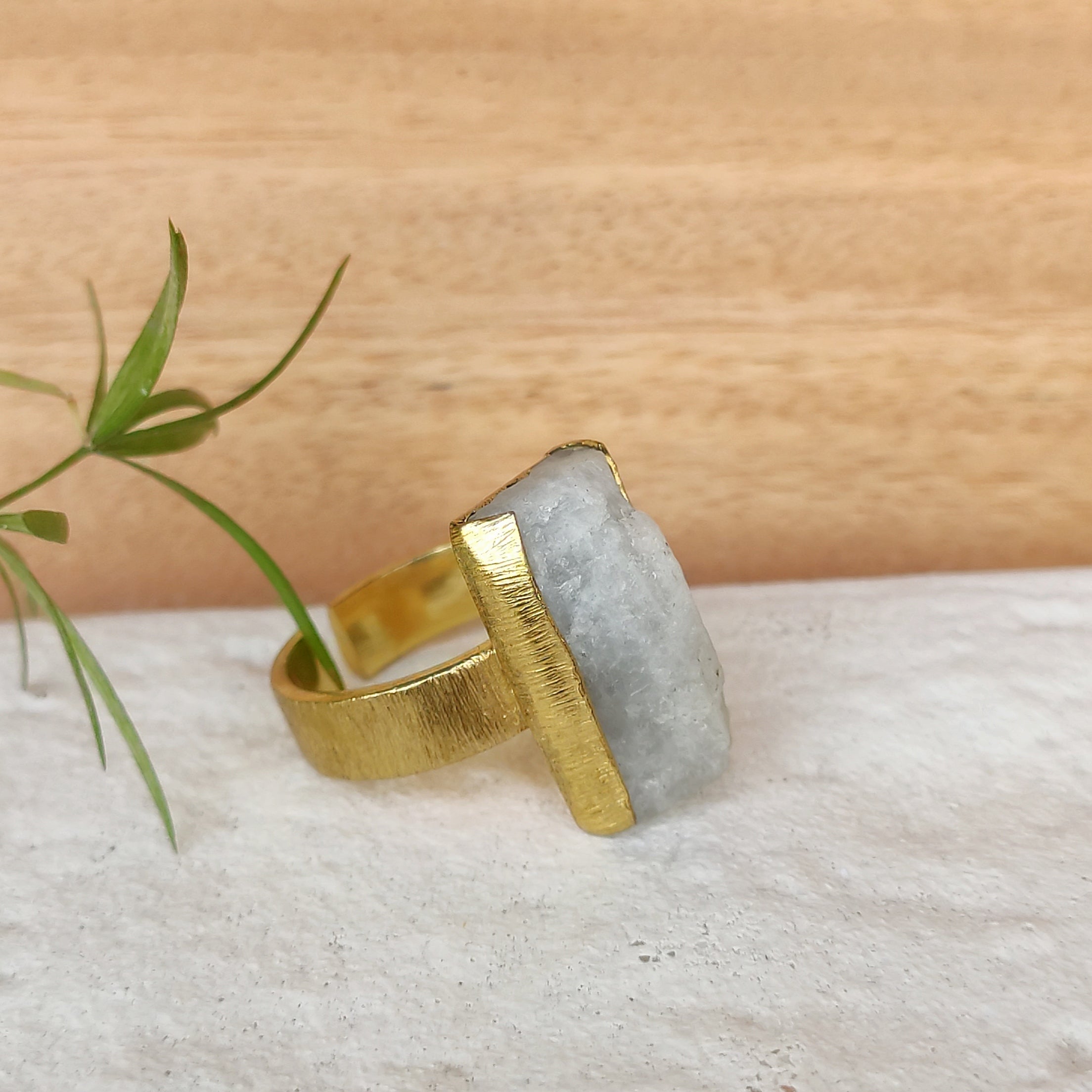 Moonstone wedge finger ring