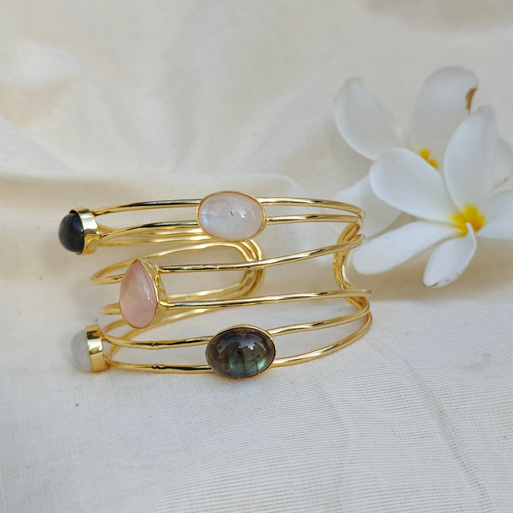 Moonlit Stack-in-One Gemstone Cuff bracelet