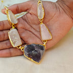 Ethereal Raw Stone Princess necklace and Drop Earring Set