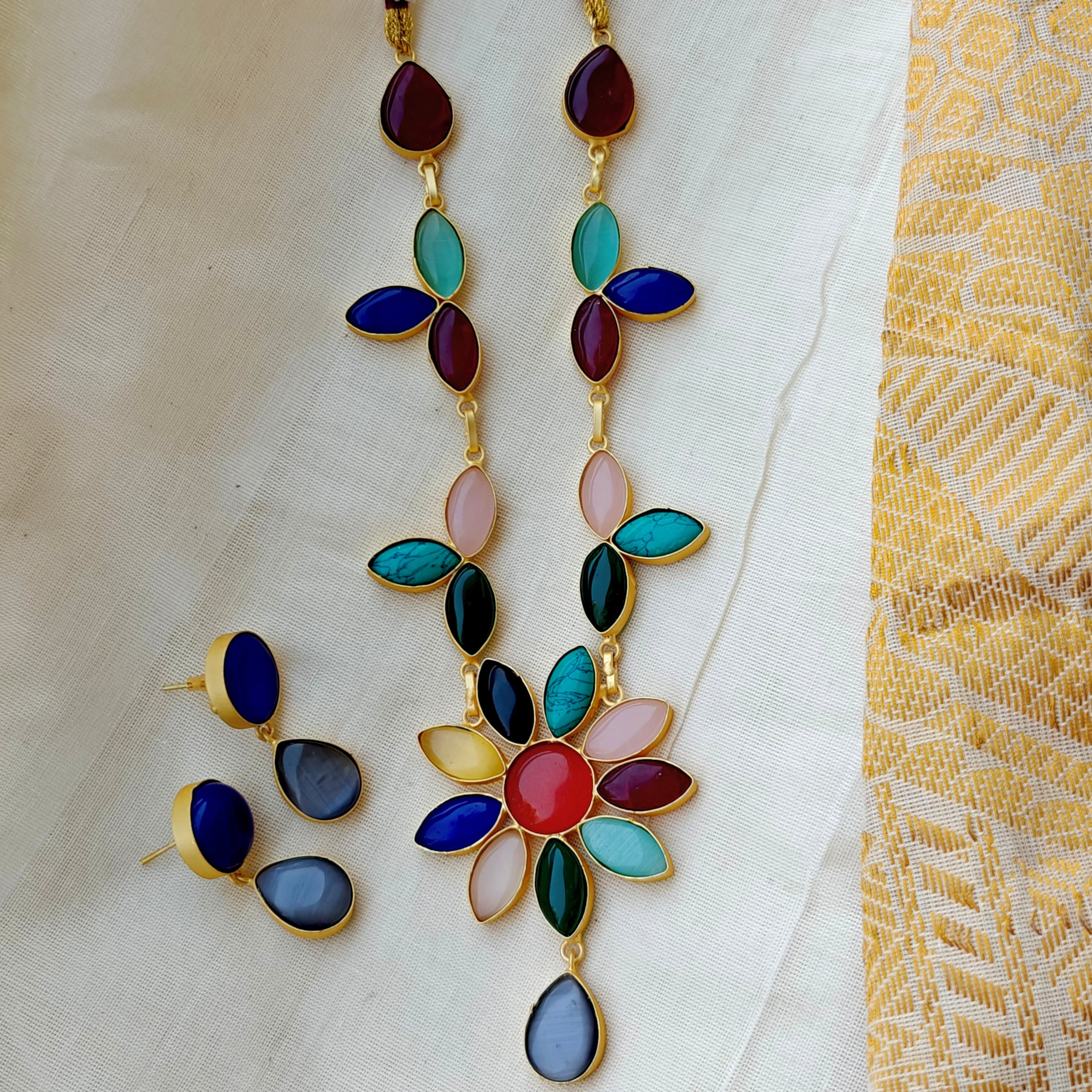 Floral Elegance Indo-western necklace set - multi