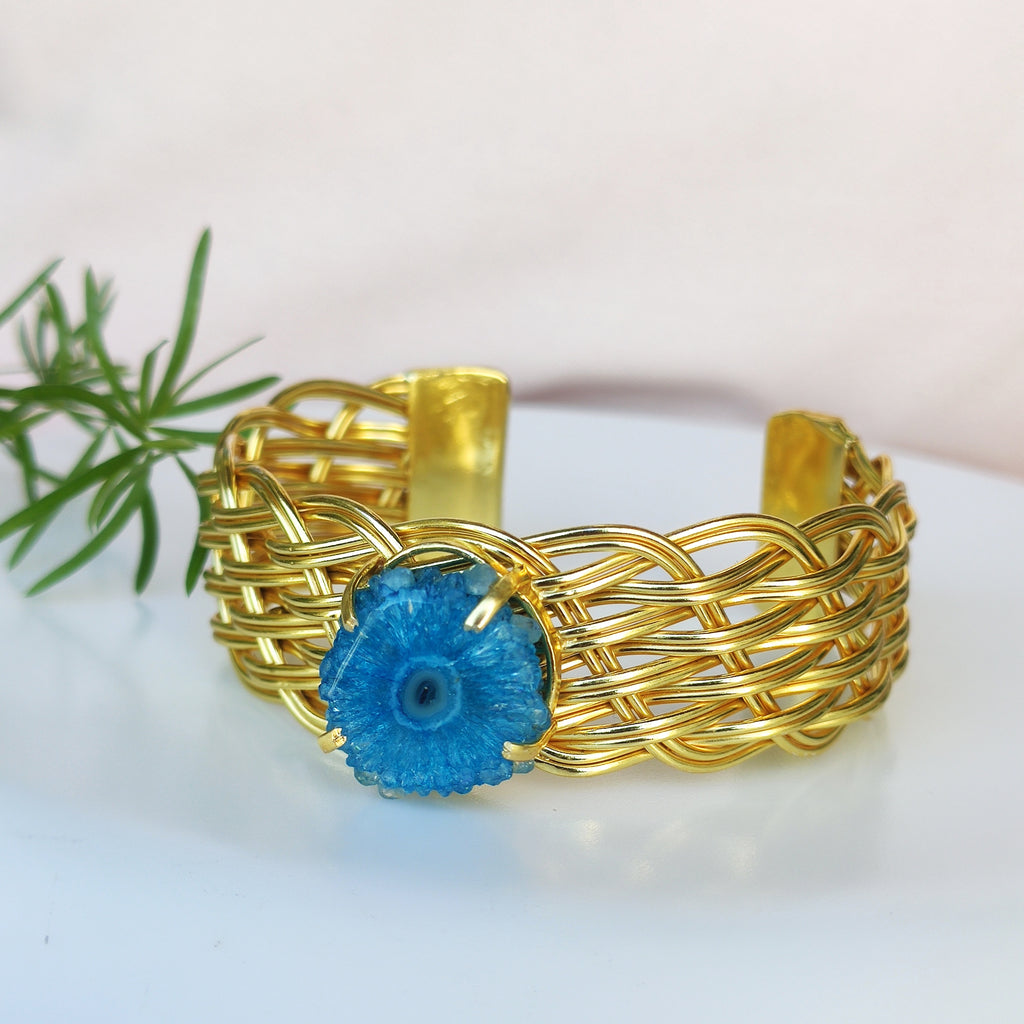 Solar agate mat bracelet - blue