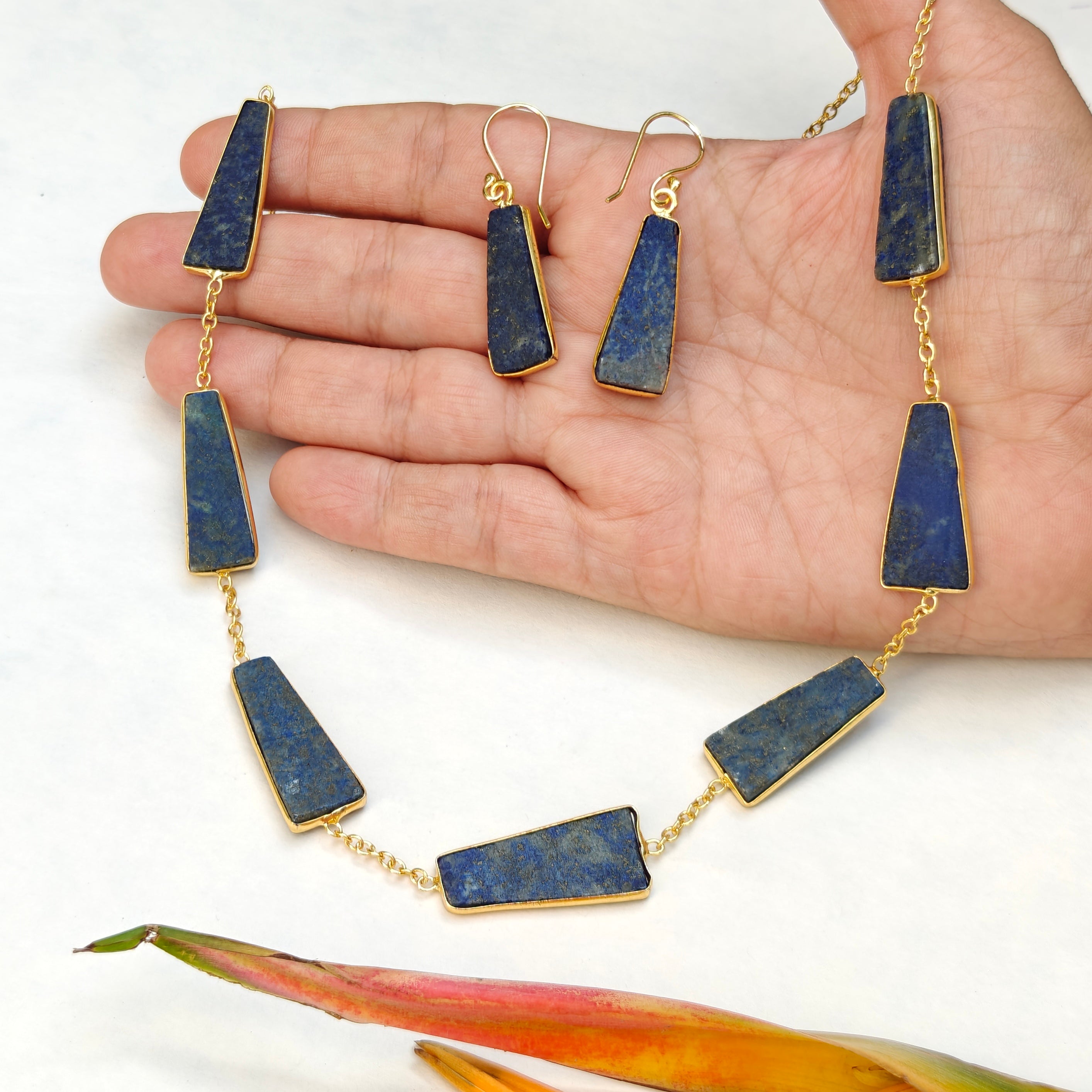 Earthy Trapezoid Stone Necklace Set